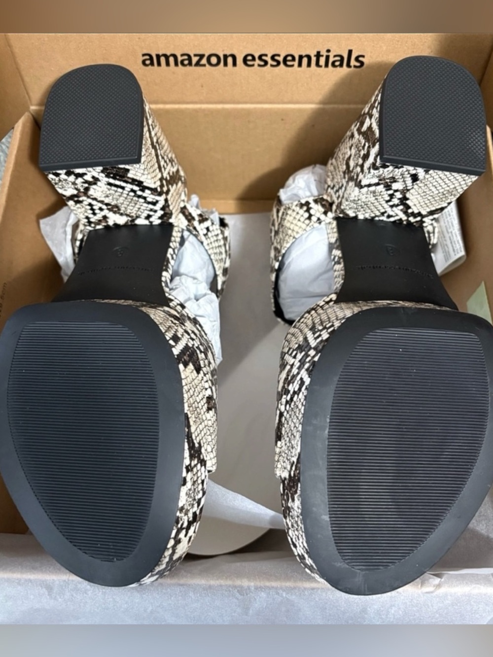 Amazon Essentials Snake Print Platform Block Heel Sandals Womens Size 8 NIB - Picture 4 of 8